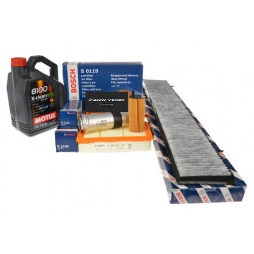 بي ام دبليو E90 320d N47 محرك 184 حصان طقم فلتر الصيانة الدورية h Motul 5W30