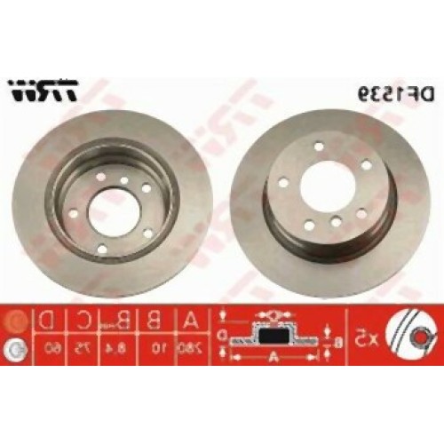 BMW E36 E46 Juego de discos de freno trasero planos 34216864051 TRW