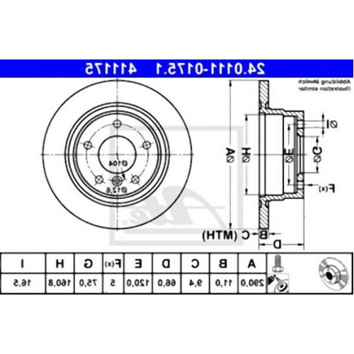 مجموعة أقراص الفرامل الخلفية BMW F20 F21 F22 F23 34216792225 ATE