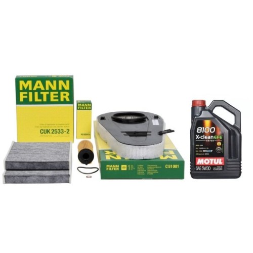 Bmw F10 Case 525dx مجموعة فلاتر الصيانة الدورية Mann Motul 5W30 EFE بدون ديزل