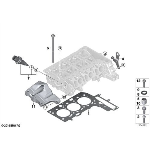 مجموعة مسامير رأس أسطوانة BMW F20 -> F60 B37 B37b 11128512674
